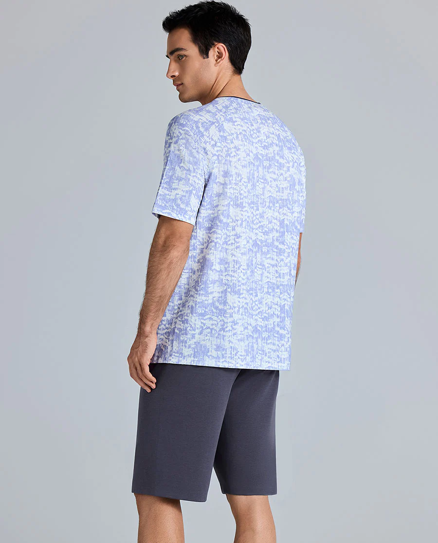 Aimer Men Algae Sleepwear Short-Sleeve Pajama Top - Image 4